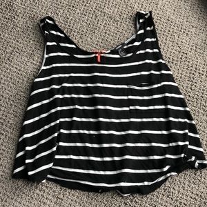 Black and white striped tank with neon zipper
